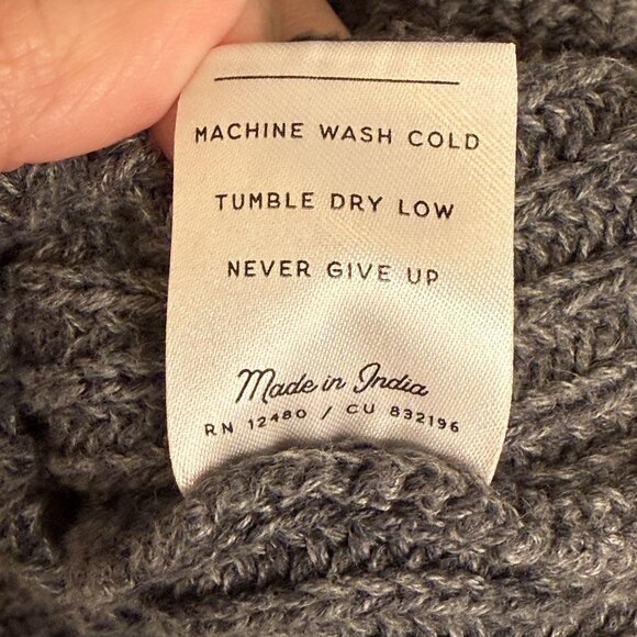 Pact Oversized Gray Cowl Neck Knit Poncho Sweater, One Size - Picture 9 of 9